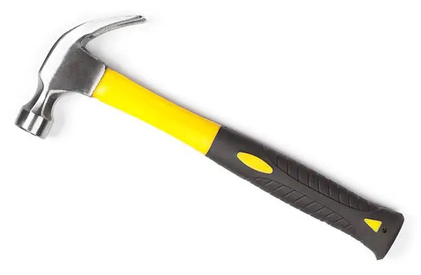 Yellow-handled claw hammer